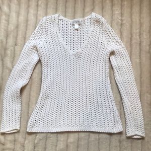 Ann Taylor Loft Open weave white sweater, size XS.